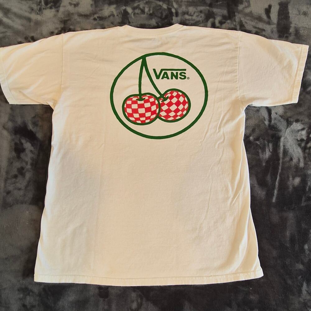 Vans Off The Wall Checkered Cherry Graphic Tee Shirt Large White - Picture 4 of 6